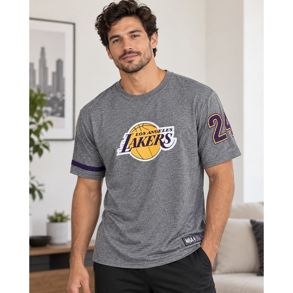 Vtg Los Angeles Lakers Logo T-Shirt XL Grey Cotton NBA Kobe Bryant 24 NWT Gift